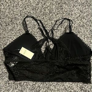 Aerie Joy Lace Padded Longline Bralette Black Size Medium NWT